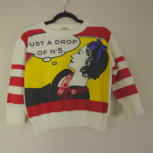 Chanel Sweatshirt Womens 40 8 US‎ Just a Drop of No 5 Vintage 2001 Rare Pop Art - Picture 1 of 13